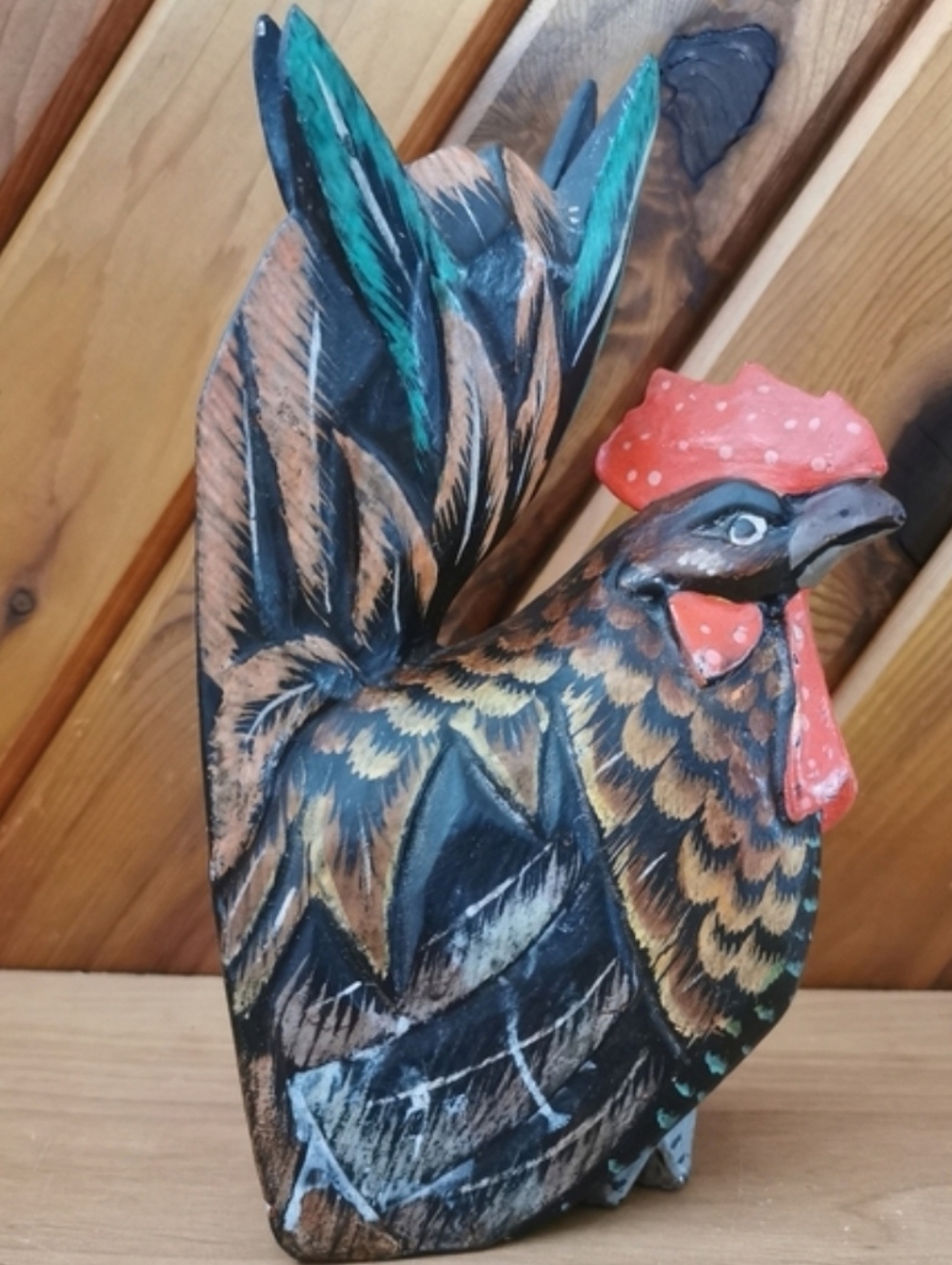 Vintage Wooden Handpainted  Rooster - Picture 6 of 7